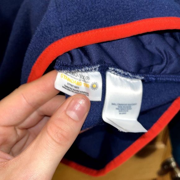 Land's End Men's M Blue Color Block Polar Fleece Quarter Snap Pullover Jacket - Picture 7 of 9